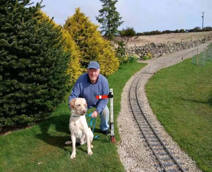 Alan Williams with their new pet Peanut. // Credit: Moorland Railway and Gardens